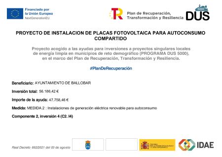 Imagen INSTALACIÓN DE PLACAS FOTOVOLTAICAS DE 43,20 KWP DE POTENCIA PARA...